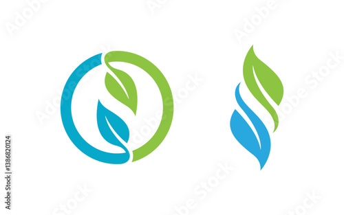 Nature leaf ecology vegan concept Logo illustration v.36