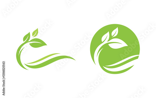 Nature leaf ecology vegan concept Logo illustration v.58