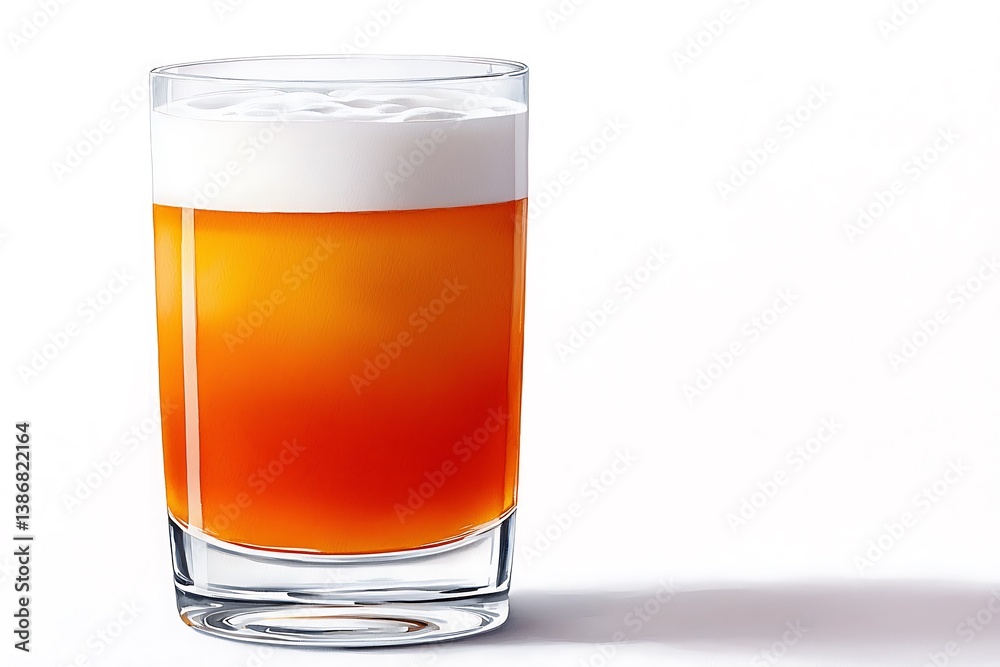 Refreshing Orange Beverage in a Clear Glass with Creamy Foam Top Refreshing Orange Beverage in a Clear Glass with Creamy Foam Top
