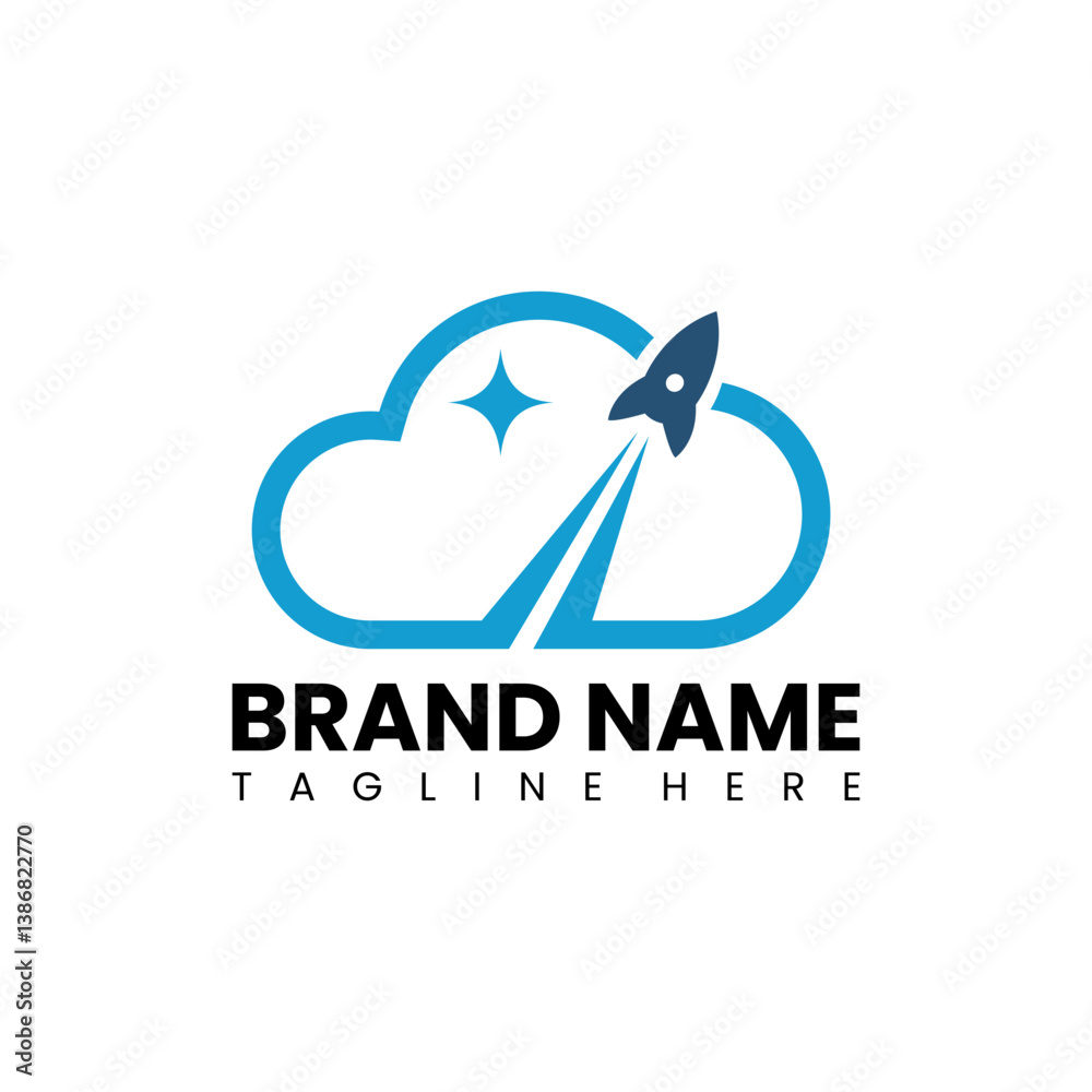 Fototapeta premium Cloud Rocket Logo Icon Design for business start up logo symbol