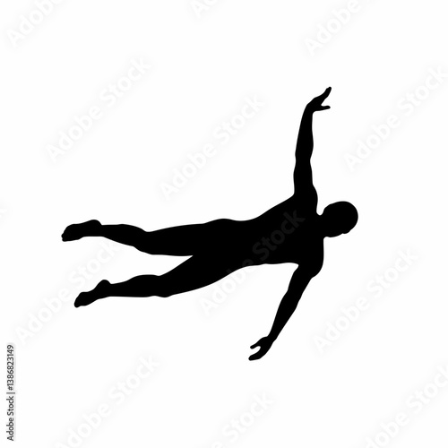 Silhouette of a person in a dynamic aerial pose for design elements