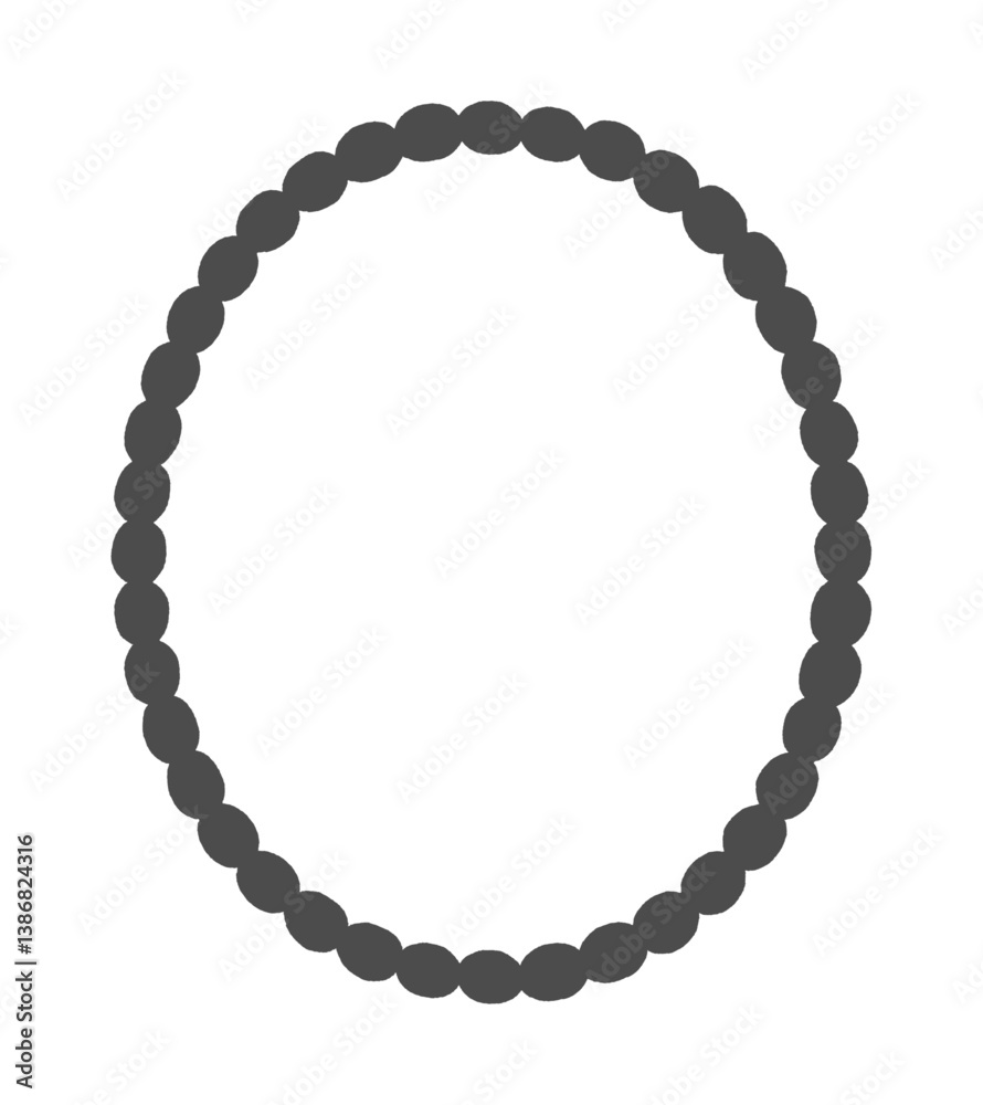 Obraz premium 手描きのシンプルでおしゃれな黒い楕円形の枠のイラスト - 縦長のコピースペースのある装飾素材