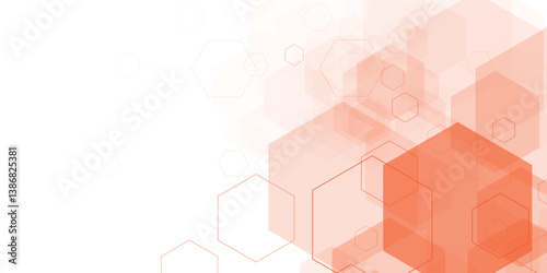Orange Tech Abstract Background for Presentations. Innovative Science Hexagon Network Design. Hexagon. Vector. 