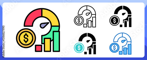 Solvency Icon Financial Projection and Management Multi Style Design Vector Concept