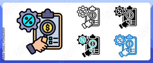 Financial Ratio Icon Financial Projection and Management Multi Style Design Vector Concept