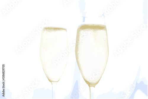 シャンパン（スパークリングワインSparkling Wine）のベクター素材