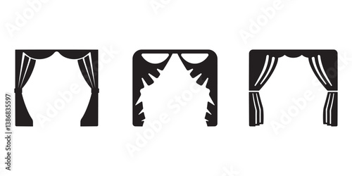 Black Curtain Silhouette Vector Set