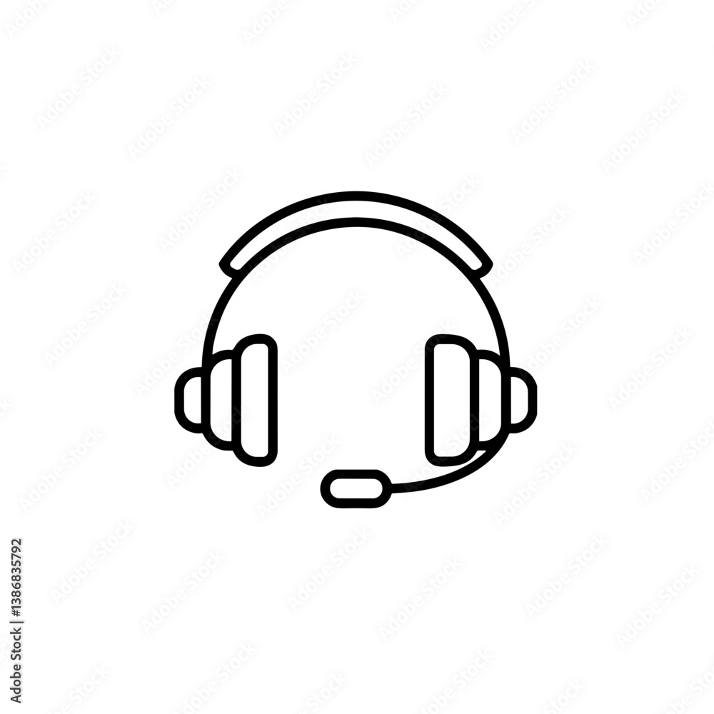 Headset with Microphone Icon in Minimalist Style Headset with Microphone Icon in Minimalist Style