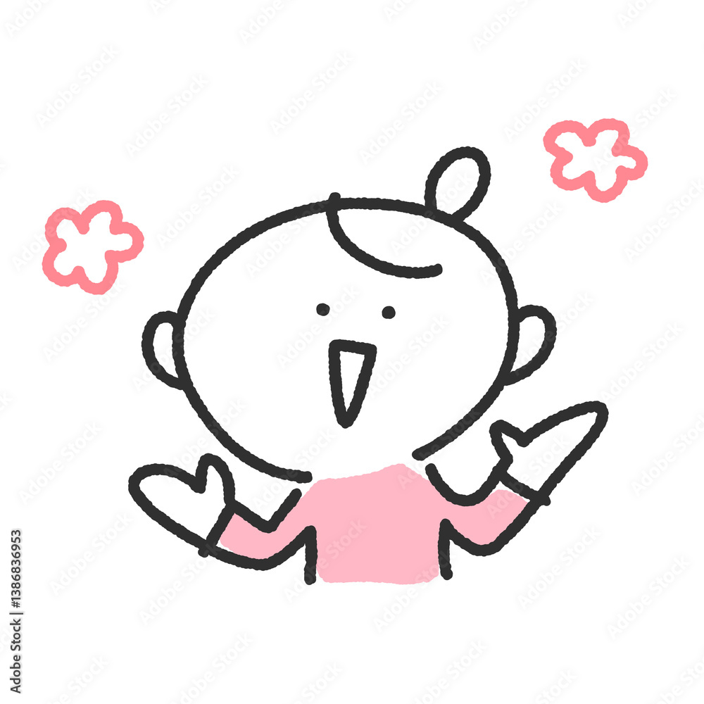 手を広げて笑顔で喜ぶ女性 感心・花・嬉しい 手を広げて笑顔で喜ぶ女性 感心・花・嬉しい