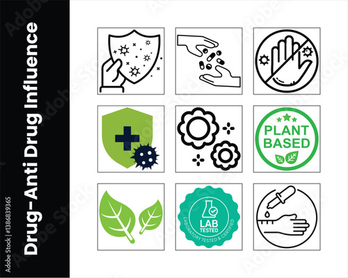 Drug Resistance And Alternative Treatment Methods With Plant Based And Lab Certified Icons