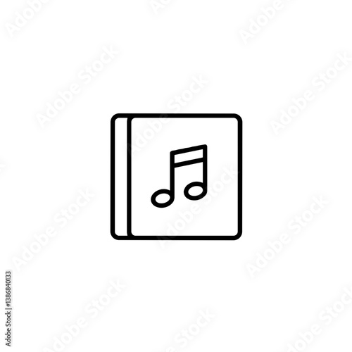 Musical note symbol on a book cover against a simple background  