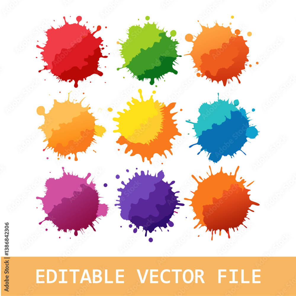 A group of watercolor splash ring effects set collection, dynamic element, concentric circles, soft blending, vibrant colors A group of watercolor splash ring effects set collection, dynamic element, concentric circles, soft blending, vibrant colors