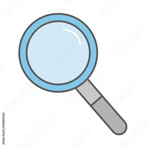 虫めがねのベクターイラスト（主線あり）：調査ツール - Magnifying Glass Vector Illustration (with Lines): Investigation Tool