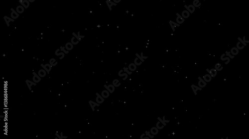 Sparkling and twinkle stars in a black background. Cosmic starry sky with twinkling stars. Starry night, glowing shinning stars. 4k animation loop