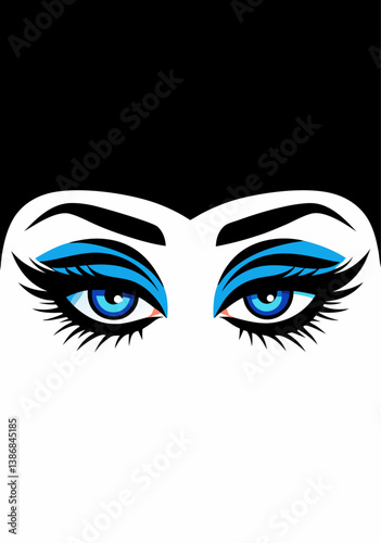 A pair of stylized female eyes vector art