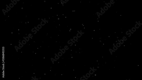 Sparkling and twinkle stars in a black background. Cosmic starry sky with twinkling stars. Starry night, glowing shinning stars. 4k animation loop