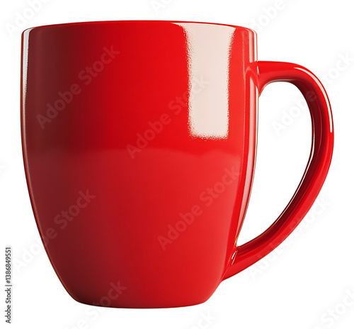 Vibrant red mug gleams subtly under soft light simple elegant design. AI Generated