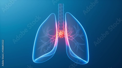 3d rendering medical lungs and virus animation