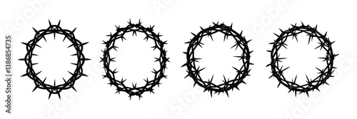 Silhouette of Crown of Thorns Vector.
