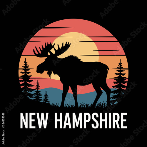 New Hampshire Moose Silhouette at Sunset