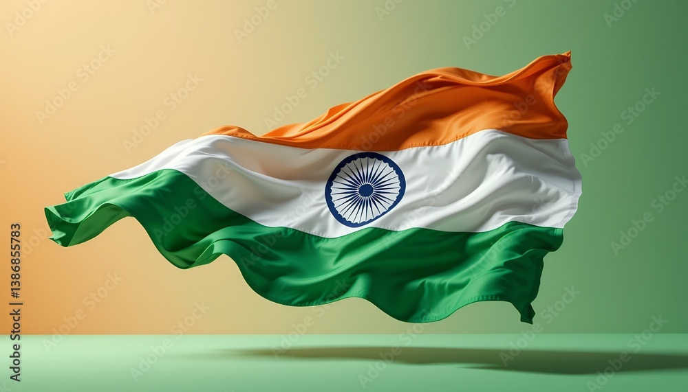 Dynamic depiction of the Indian flag against a gradated background scene Dynamic depiction of the Indian flag against a gradated background scene