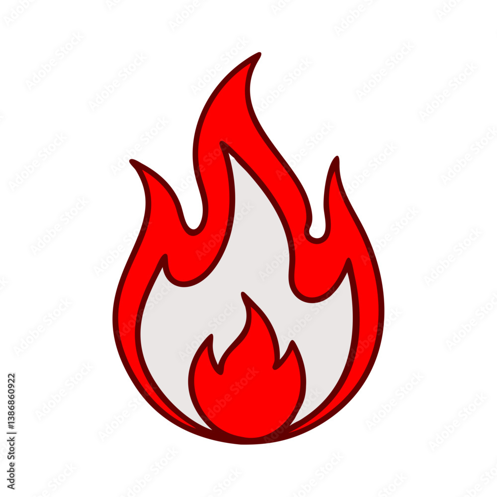 Stylized Fire Flame Illustration Red And White On A Black Background Stylized Fire Flame Illustration Red And White On A Black Background