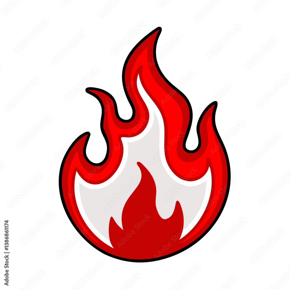 Red And White Fire Flame Illustration On Black Background Isolated Design Red And White Fire Flame Illustration On Black Background Isolated Design