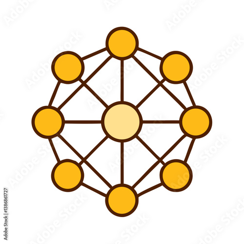 Network Diagram Connecting Nodes In A Decentralized System Vector Illustration