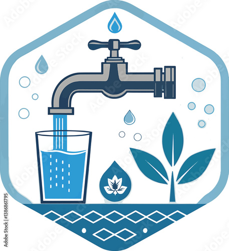 Water tap glass clean drink leaf drop nature liquid hydration freshness health eco environment