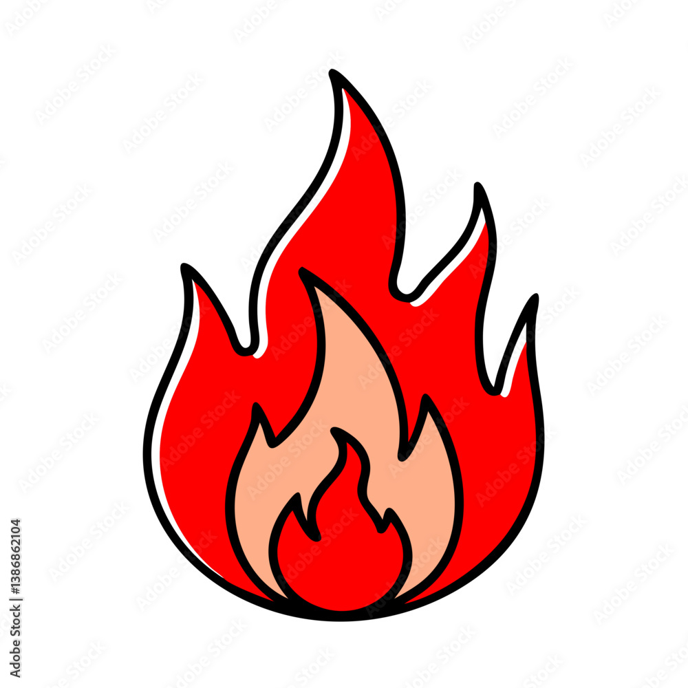 Cartoon Fire Illustration With Red Flame Isolated On Black Background Vector Graphic Cartoon Fire Illustration With Red Flame Isolated On Black Background Vector Graphic