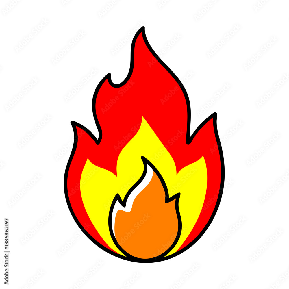 Stylized Flame Illustration With Orange Yellow And Red Isolated On Black Background Stylized Flame Illustration With Orange Yellow And Red Isolated On Black Background