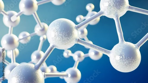 Models of molecular structures showing connectivity and bonds under a blue background highlighting scientific concepts in chemistry