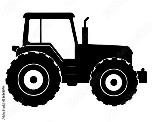 Farm tractor silhouette vector illustration