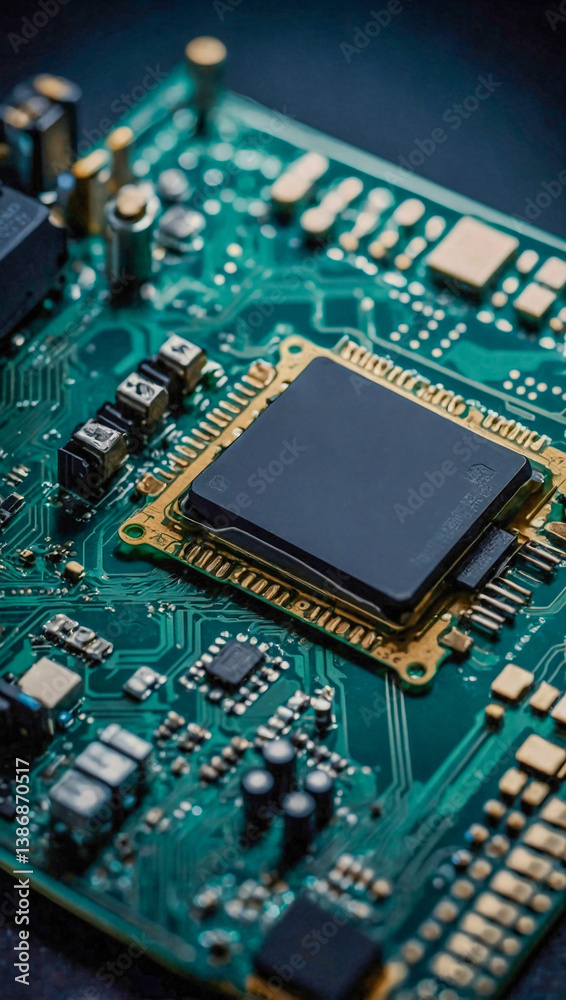 Minimalist circuit board with clean lines and professional lighting. Minimalist circuit board with clean lines and professional lighting.