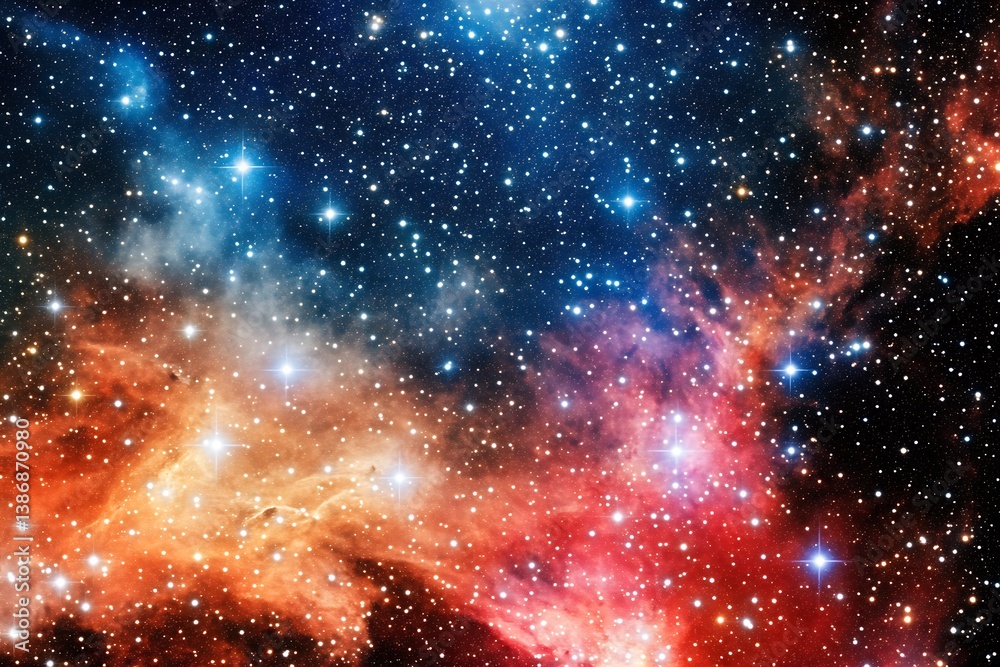 Fototapeta premium Majestic nebula surrounded by a cluster of shimmering stars in the vastness of outer space