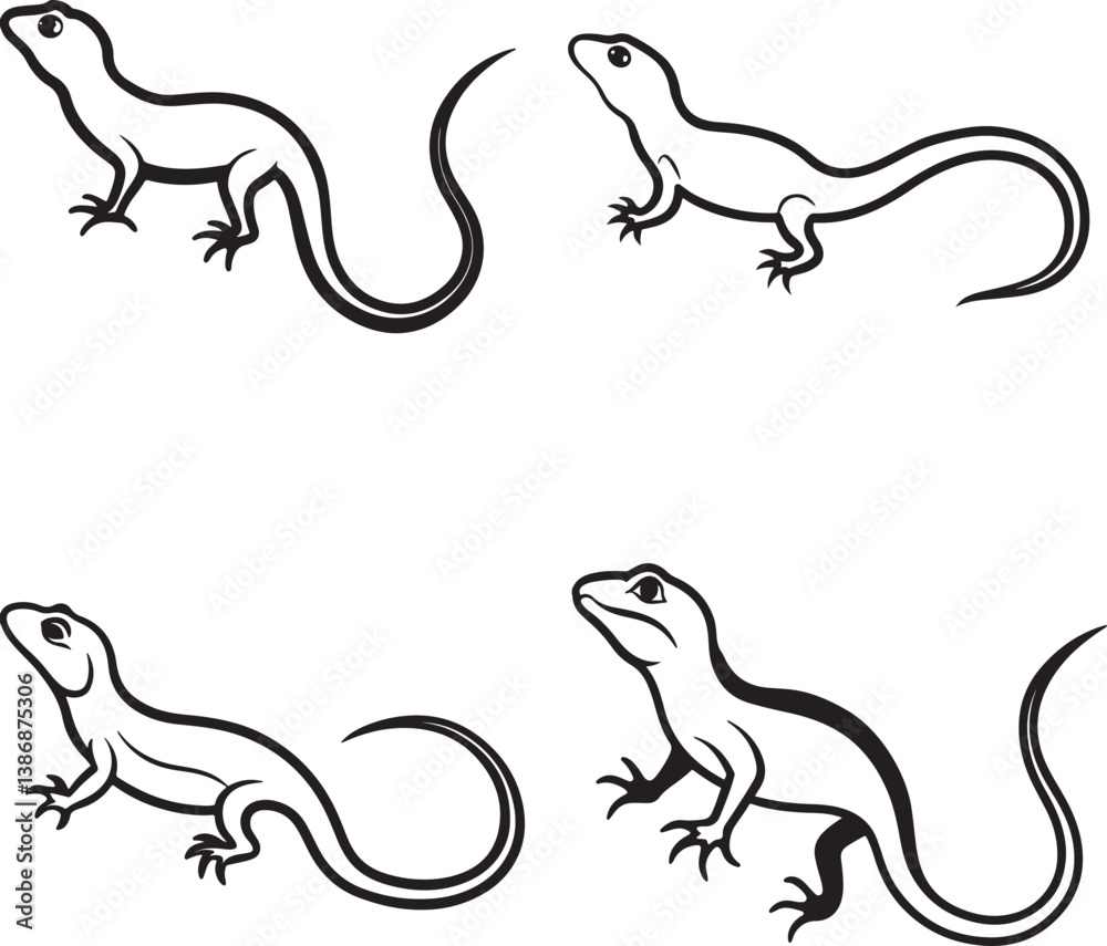 House lizard line art vector icon set House lizard line art vector icon set