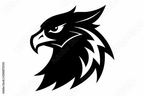 griffin head silhouette vector line art illustration