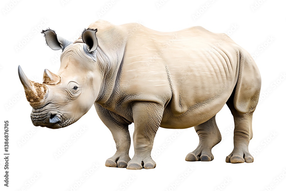 Obraz premium Realistic Illustration of a Rhinoceros on a White Background