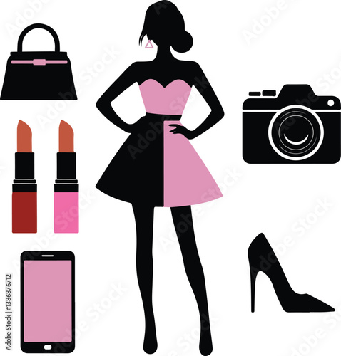 Fashion and beauty clip art icon vector art and illustration.