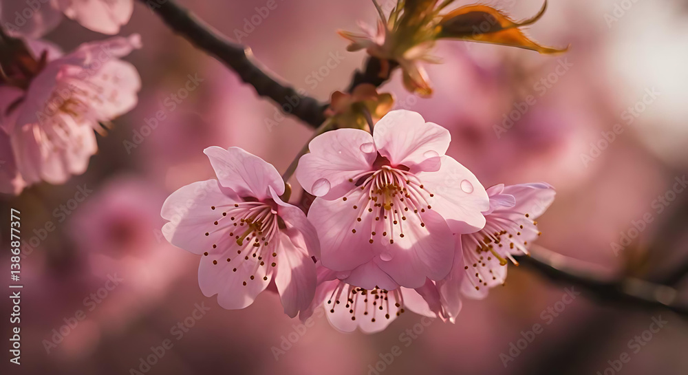 Naklejka premium Beautiful of Sakura Flower, Sakura Traditional Tree From Japan 