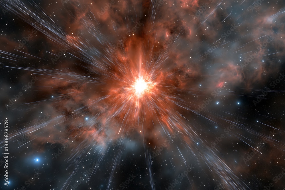 Fototapeta premium Explosive star bursting in the sky creating a dazzling display of light and cosmic energy at night