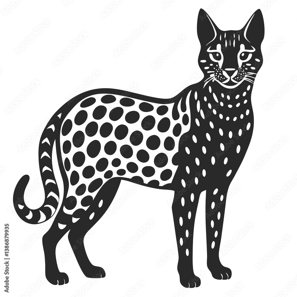 Fototapeta premium Serval Cat silhouette vector illustration
