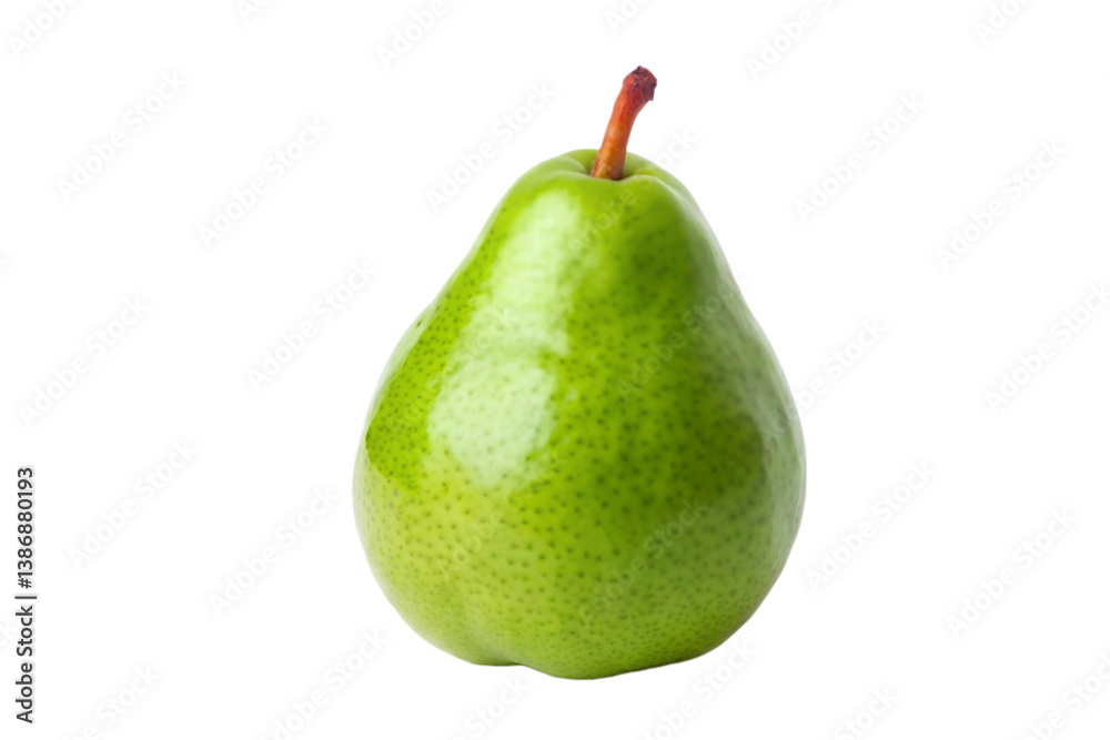 Glossy Green Pear with Stem Isolated on Transparent Background Glossy Green Pear with Stem Isolated on Transparent Background