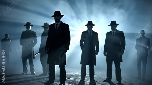 Gangsters, Mafia, Crime, Silhouette, Night, Mystery, Shadows, Men,  1920s, Retro,  Film Noir,  Criminal, Underworld, Secret, Power, Threatening, Dangerous,  Gangsterism,  Organized Crime