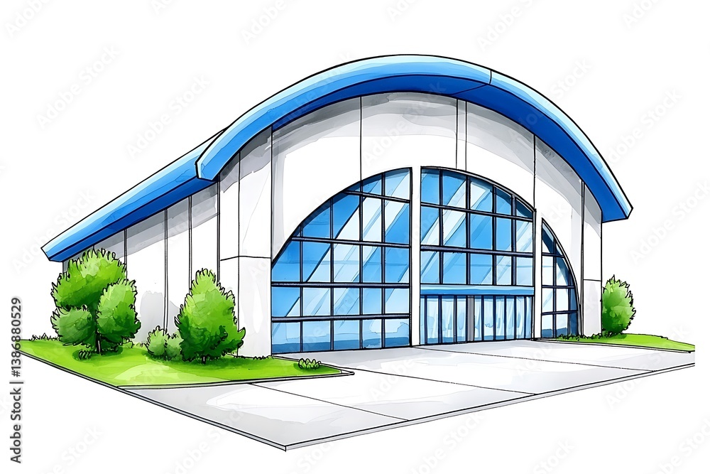 Fototapeta premium Modern architectural design of a large commercial building facade
