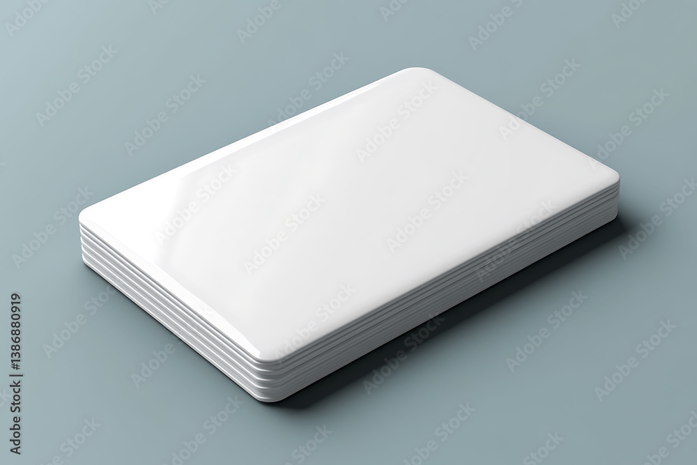 Stack Of White Business Cards Mockup On A Blueish Gray Surface Stack Of White Business Cards Mockup On A Blueish Gray Surface