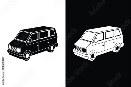 Vector Minivan Silhouette. Auto Vehicle Icon for Transportation and Travel Themes
