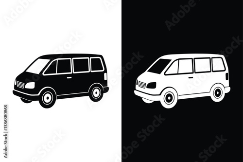 Transport Minivan Icon. Simple Black Vehicle Graphics for Shipping and Logistics