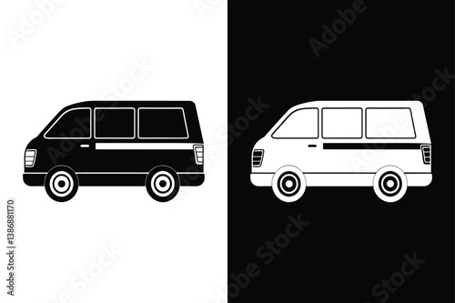 Minivan Icon Silhouette Vector. Simple Graphic for Travel and Transportation Themes