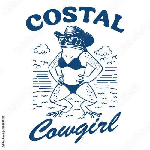 coastal cowgirl - Funny frog t-shirt design sublimation, Vintage animal t-shirt design, animal sayings typography shirt
